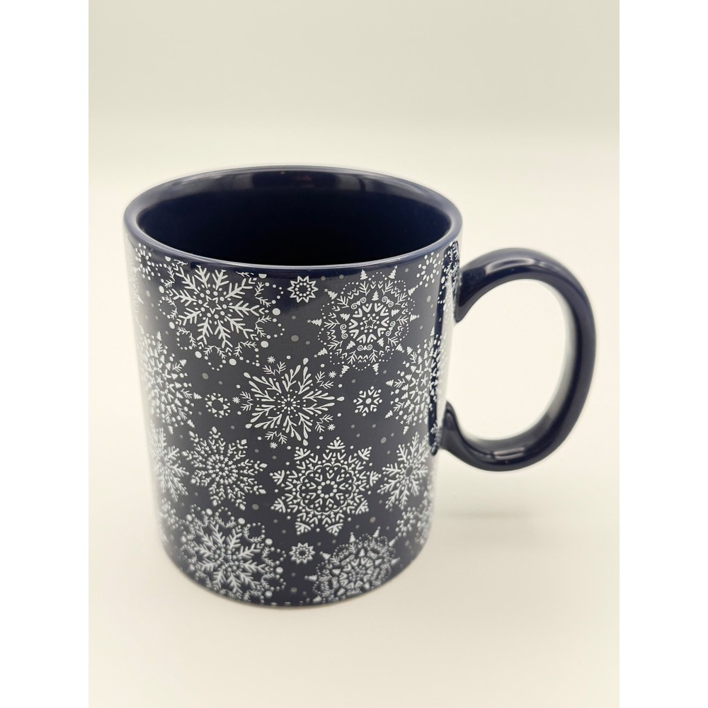 Chic & Tonic Snowflake Mug 16oz Navy Blue NEW